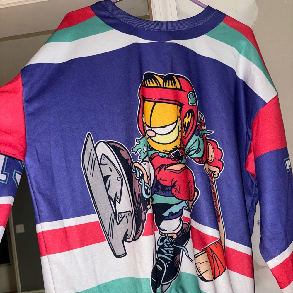 Purple color Garfield Ice Skating oversized sweatshirt with shiny bling sequins